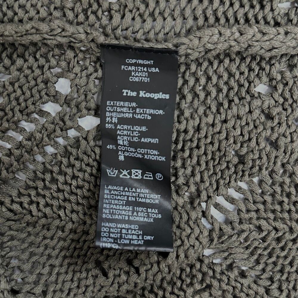 The Kooples XS Olive Green Crochet Open Knit Longline Cardigan Boho Festival - Picture 8 of 11